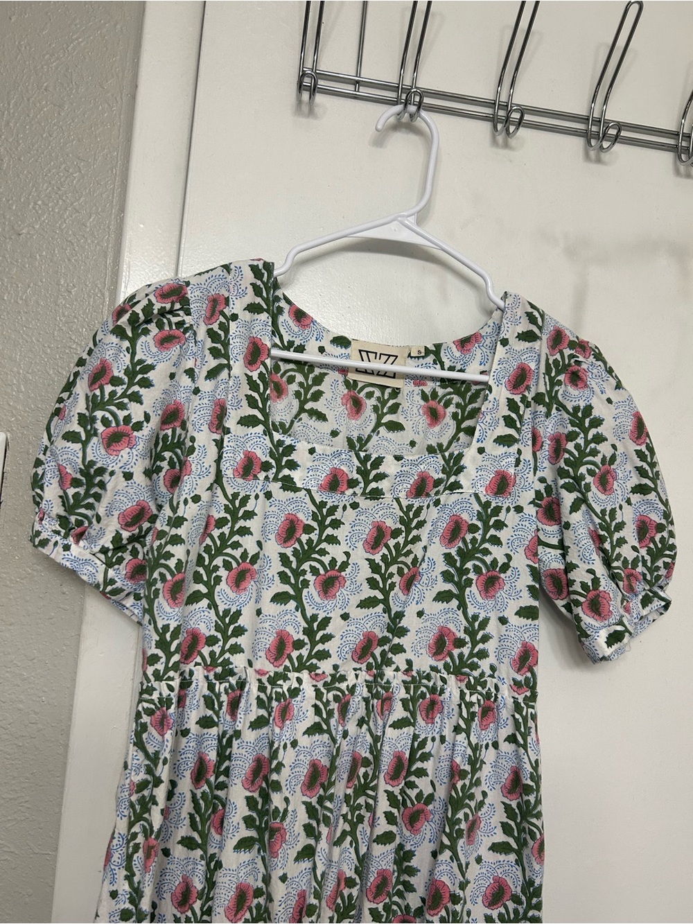 ZZs White Maxi Dress with Pink Floral Print